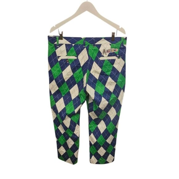 Royal & Awesome Blues On The Greens Argyle Golf Pants 36/30 Polyester Mens NWT - Picture 2 of 11